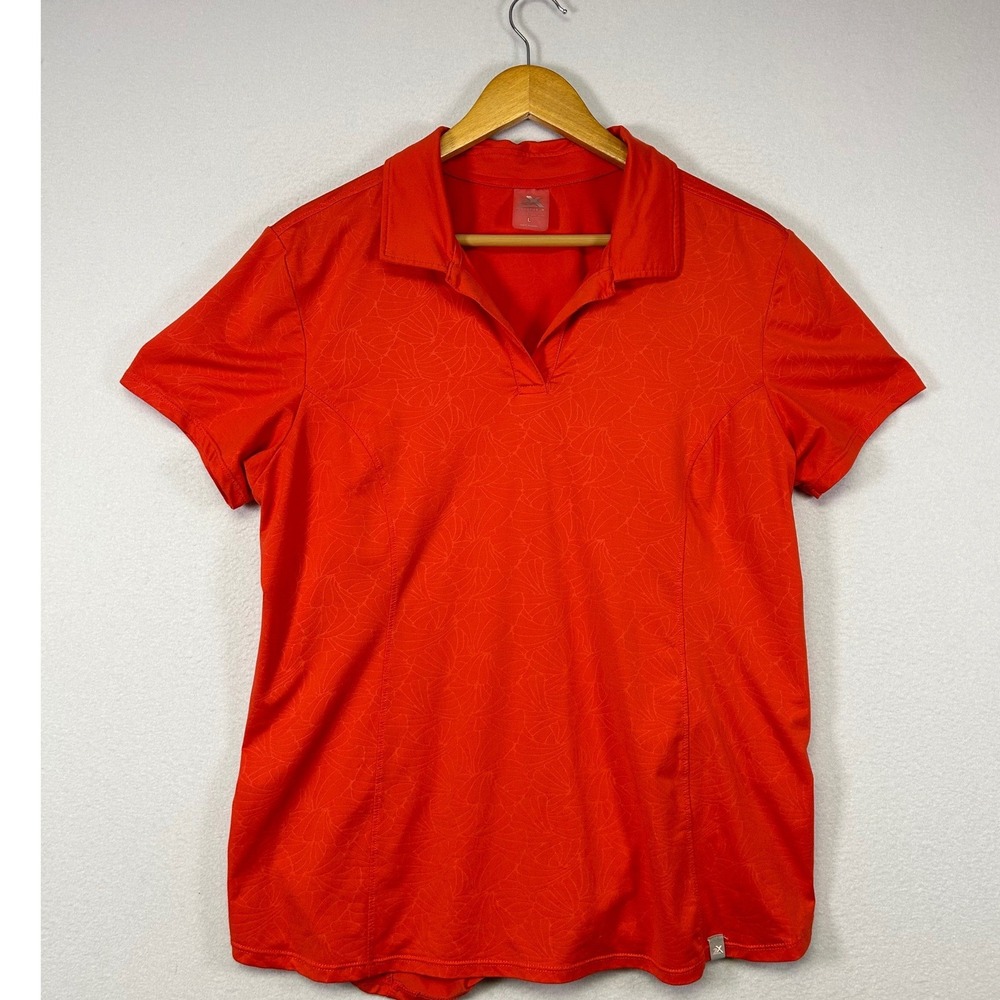 Golfcore ZeroXposur Womens‎ Large Orange Floral Short Tennis Sporty Polo T96020